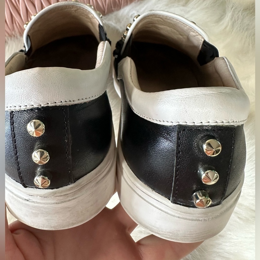 FENDI KARLITO STUDDED LEATHER SLIP ON SNEAKERS WOMENS 37 7 DESIGNER RARE - Picture 7 of 12